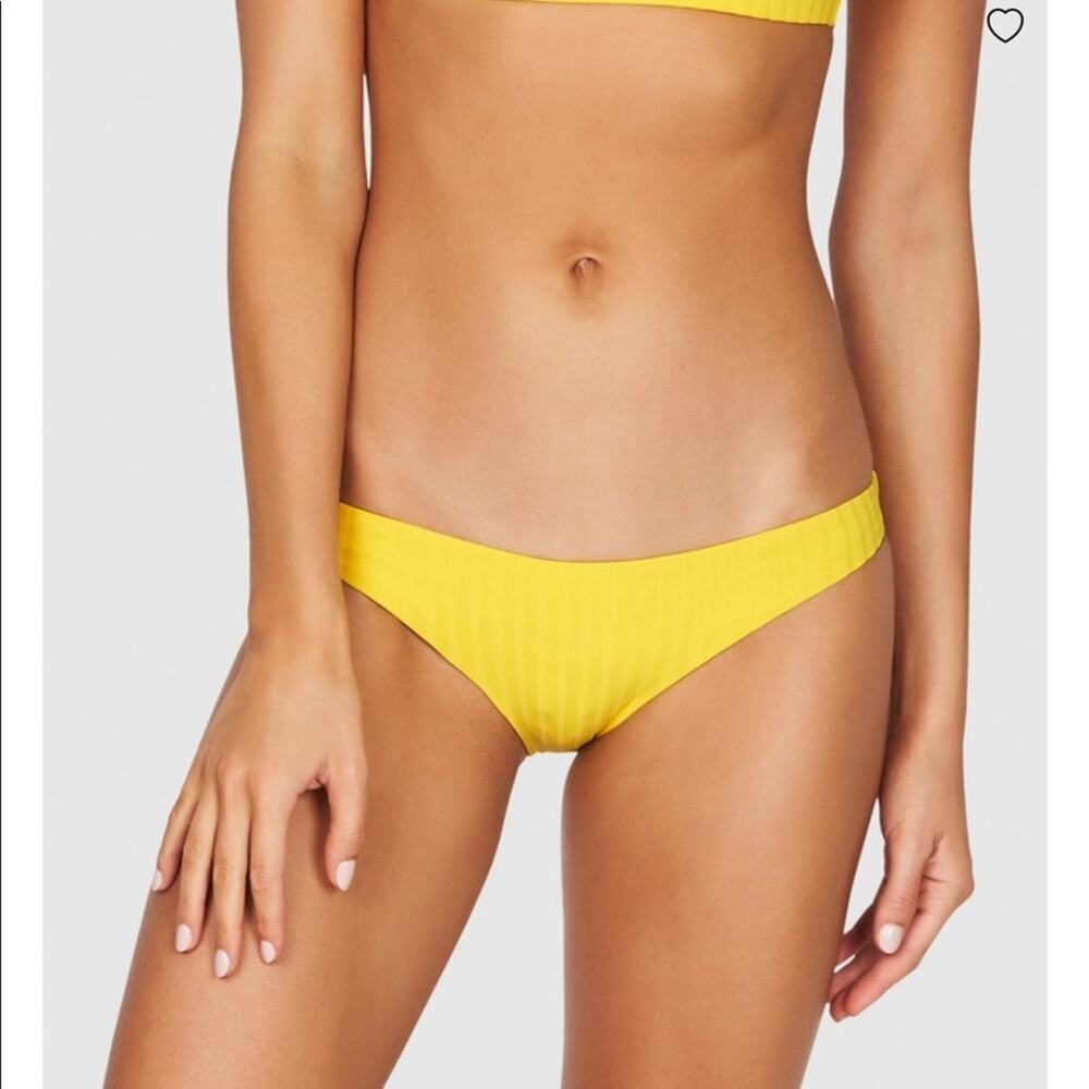Bond-Eye Australia Yellow Texture Ribbed Classic Hipster Bikini Bottom NEW